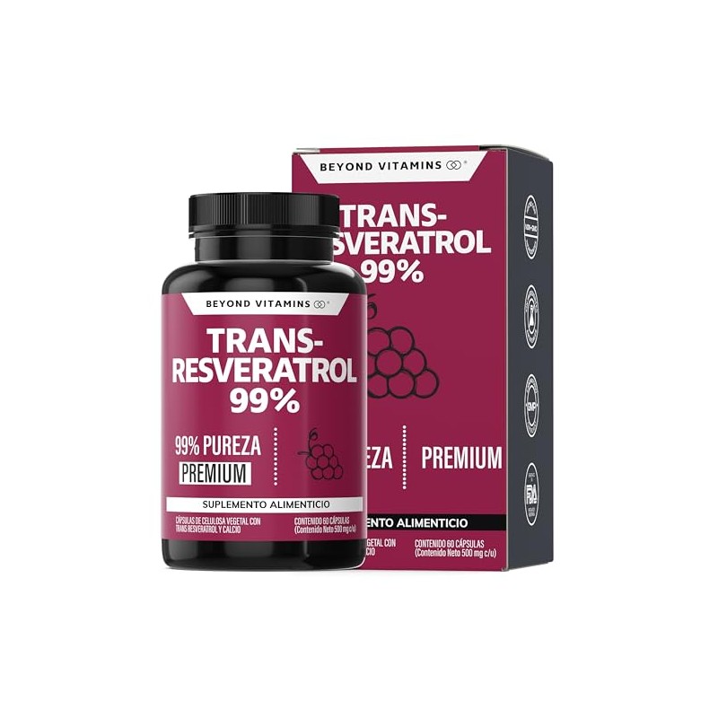 Trans-Resveratrol 99 Alta Concentracin de Resveratrol Blanco Cpsulas Veganas Calidad