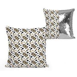 Violet Victoria & Fan Star UCF Sequin Pillow - Several Options - University of Central Florida Pillow - Hearts/Silver