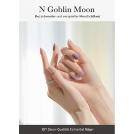 ohora (N Goblin Moon) Semi-Cured Gel Nail Strips - Works with All Nail Lamps, Salon Quality, Durable, Easy to Apply and Remove - Includes 2 Prep Pads - Purple