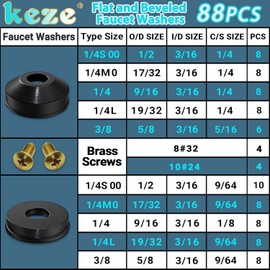 KEZE 233 Piece Assortment of Seals for Piping and Taps for Various Faucets, Garden Hoses, Outdoor Taps, Splitter Gaskets