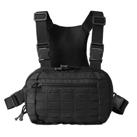 Tactical Chest Rig Pack, Waterproof Molle Chest Bag for Men, Men's Harness Bags with CCW Compartment and Adjustable Strap for Outdoor Hunting, Shooting, Hiking, black, Classique