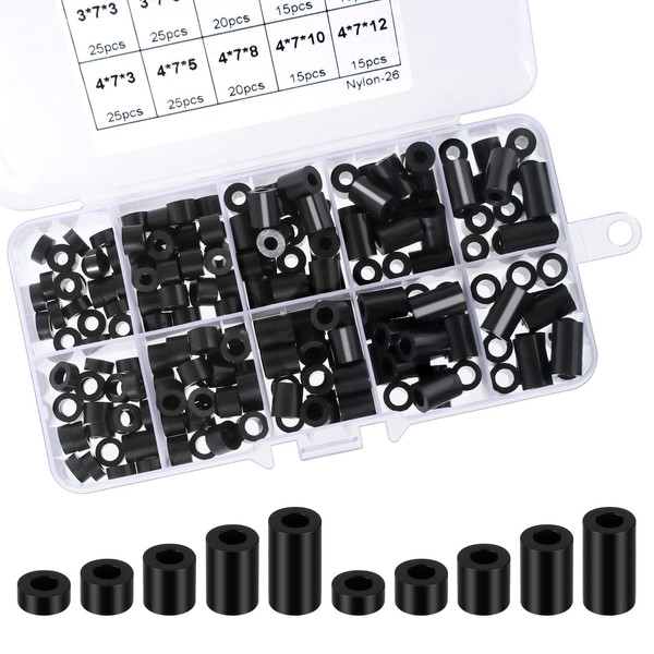 200 PCS ABS Round Spacer Washer Kit Insulation Spacer For