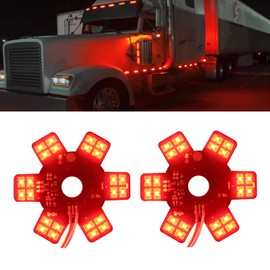 2PCS Air Cleaner LED Light 5" Truck Decorative Hex Style Air Filter Lamp for Peterbilt, Kenworth, Trailers, RVs', Campers Support IP67 12-24V Sold Individually(Red)