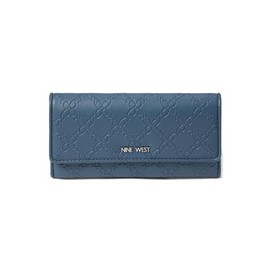 Nine West Women's Zuri SLG Check Sec Wallet, Steel Blue
