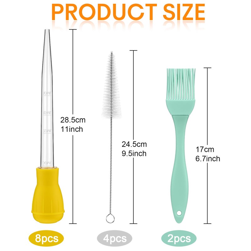 Boao 14 Pcs Heat-resistant Turkey Baster Cooking Set Includes 8