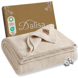 Dalisa 100% Organic Turkish Cotton Throw Blanket - GOTS Certified, Cozy - Perfect for Couch, Bed, and Home Decor - Boho Vintage Knit Alina (Earth Ivory, 60x80)