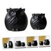 Ciieeo 2Pcs Black Ceramic Owl Figurines Creative Owl Shaped Statues