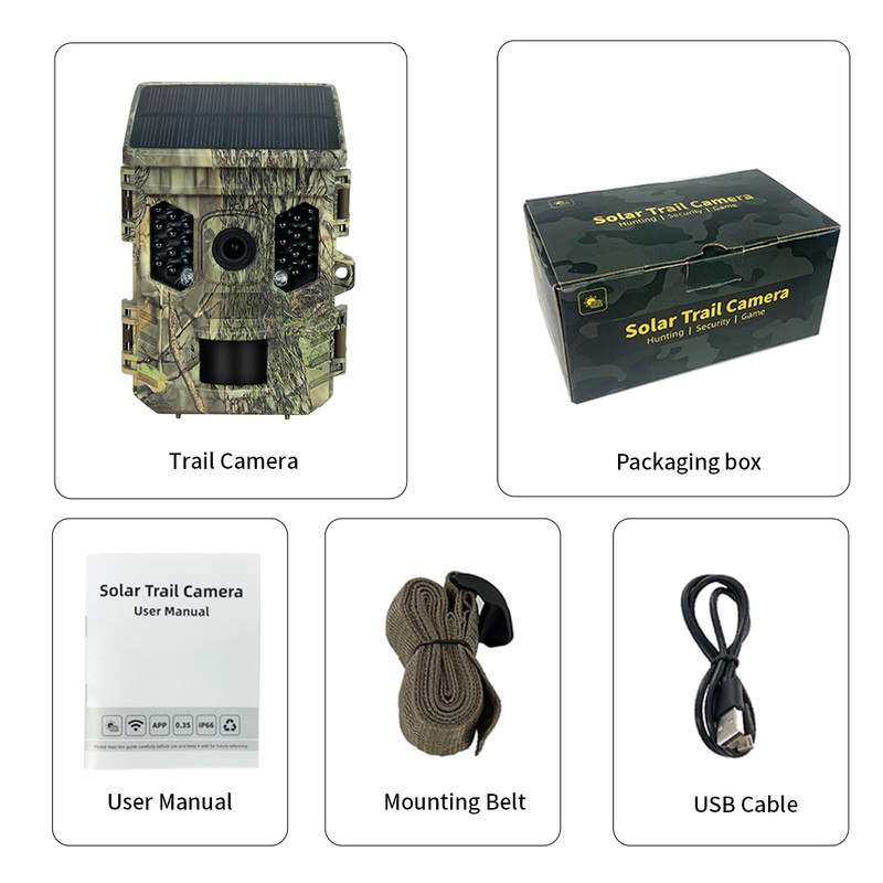Wildlife Camera Solar Energy Trail Cam 4K with 1080P Night