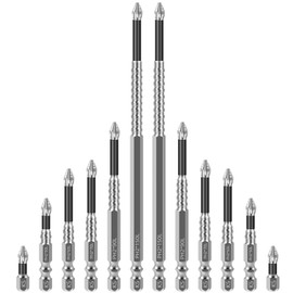 24Pcs Impact Phillips Bits, Alloy High-Magnetic Screwdriver Drill Bit Set, Non-Slip Teeth Phillips Screwdriver Bit Set, Long Drill Bits for Electric Drills, 1+2+2.6+2.8+3.5+6in