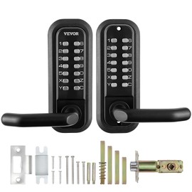 VEVOR Mechanical Keyless Entry Door Lock, 14 Digit Keypad, Double-Sided Embedded Outdoor Gate Door Locks Set with Keypad and Handle, Water-Proof Zinc Alloy, Easy to Install, for Garden, Yard, Garage