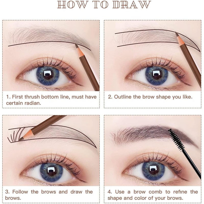 Juego de Bolígrafos Impermeables para Cejas, Lápiz de Cejas Con