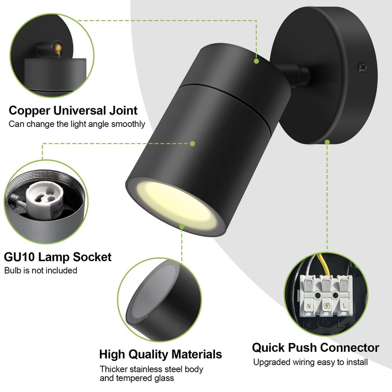 Kerry Outdoor Wall Lights, IP65 Waterproof Outside Lighting Mains Powered,
