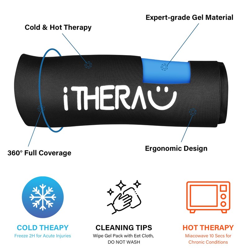 iTHERAU® Reusable Cooling Cuff Knee Cooling Pads, 360° Cover Cool