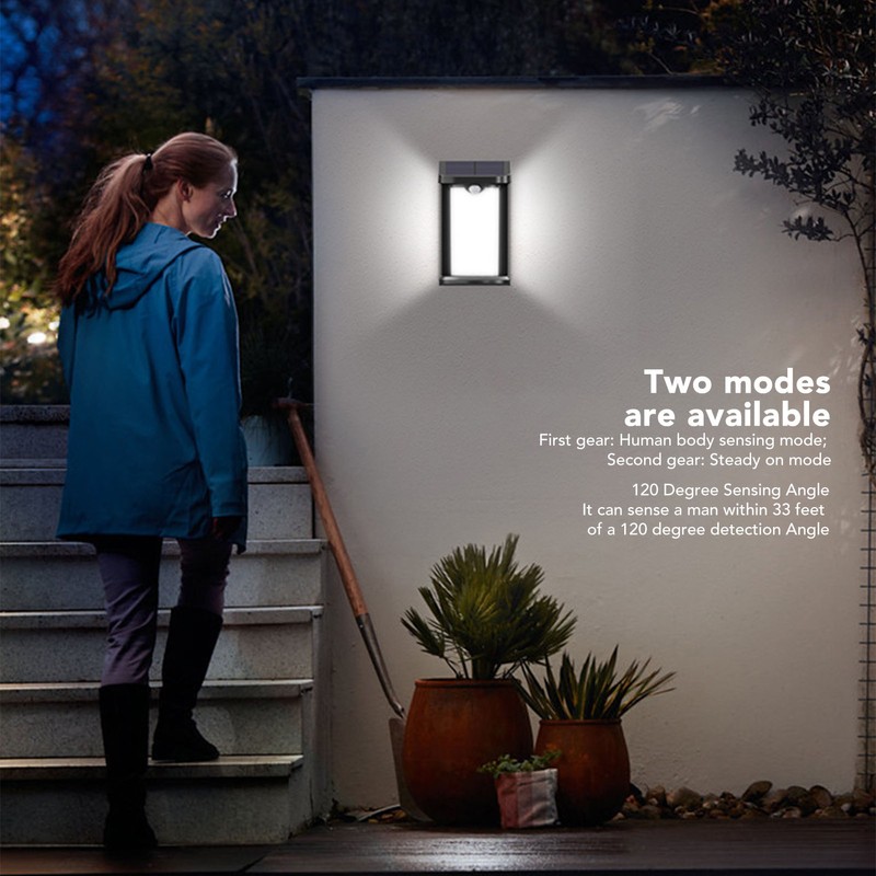 Motion Sensor Outdoor Lights Waterproof 120 Degree Sense Angle Solar