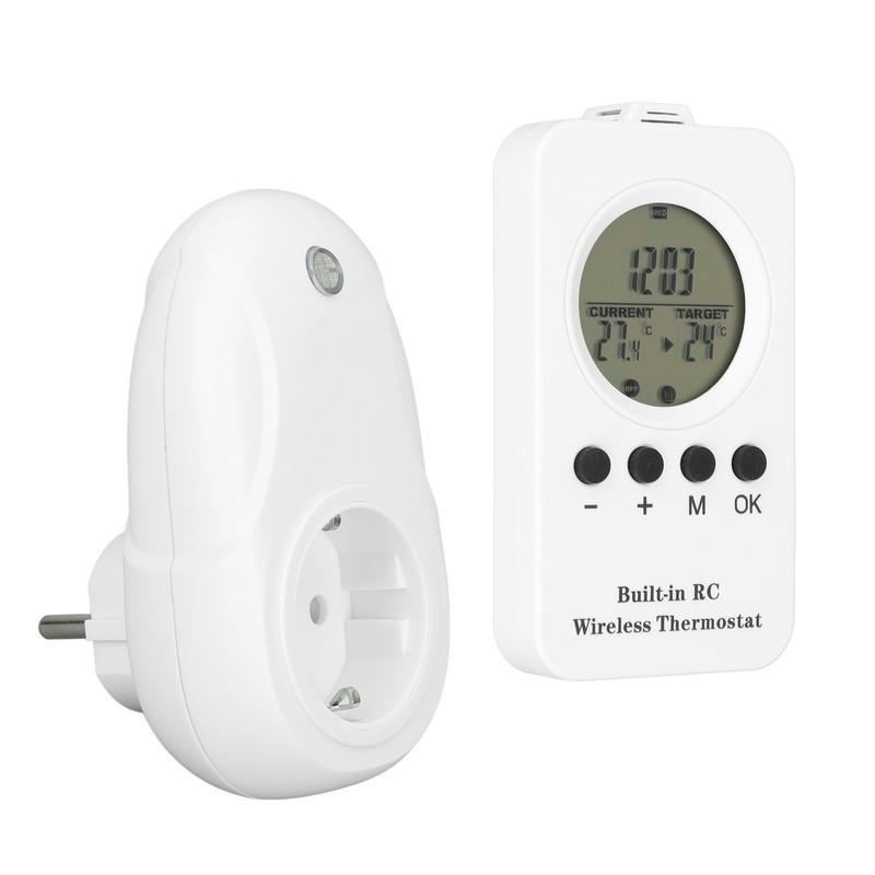 Wireless Plug in Thermostat LCD Remote Control Digital Display Temperature