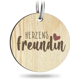 Beste Freundin - Herzens Freundin Schlüsselanhänger handgemacht aus Holz, Glücksbringer, Beste Freundin Geschenke, Ich liebe dich Schlüsselanhänger Partner, Freundin Geschenk Liebe