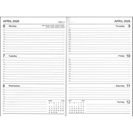 2026 A5 Week To View Diary - Full Year Organiser Planner - Hardback Appointment Times Diaries - for Home Office School & Work (Green with Dots)