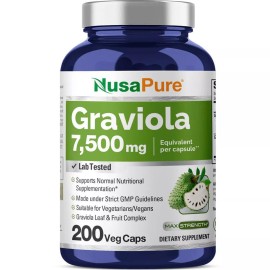 NusaPure Graviola 7,500 mg Equivalent per caps 200 Veggie Non-GMO