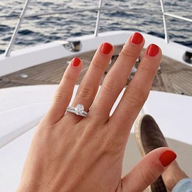 SHELOVES Ovel Cut Bridal Ring Sets for Women AAAAA Cubic Zirconia CZ 925 Sterling Silver Wedding Rings Set Sz S