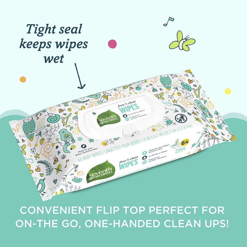 Seventh Generation Baby Wipes, Free & Clear with Flip Top
