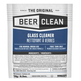 BEER CLEAN 990221 Glass Cleaner for Manual Brushing, Restaurant Barware & Glass Cleaning System, Powder Packets, 0.5-Ounce (1 Packet)