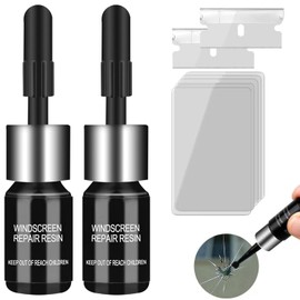 Windshield Chip Repair Kit, 2 Bottles Nano Glass Repair Fluid Quick Glass Crack Fix and Windshield Crack Repair, Cracks Gone Windshield Repair Kit for Chips and Cracks in Bulls-Eye, Star Shape