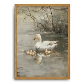 Djmwtb Vintage Framed Wall Art Duck Canvas Wall Art Prints Rustic Nature Paintings Pictures Wall Decor Artwork for Living Room Bedroom Bathroom Office 8x10in