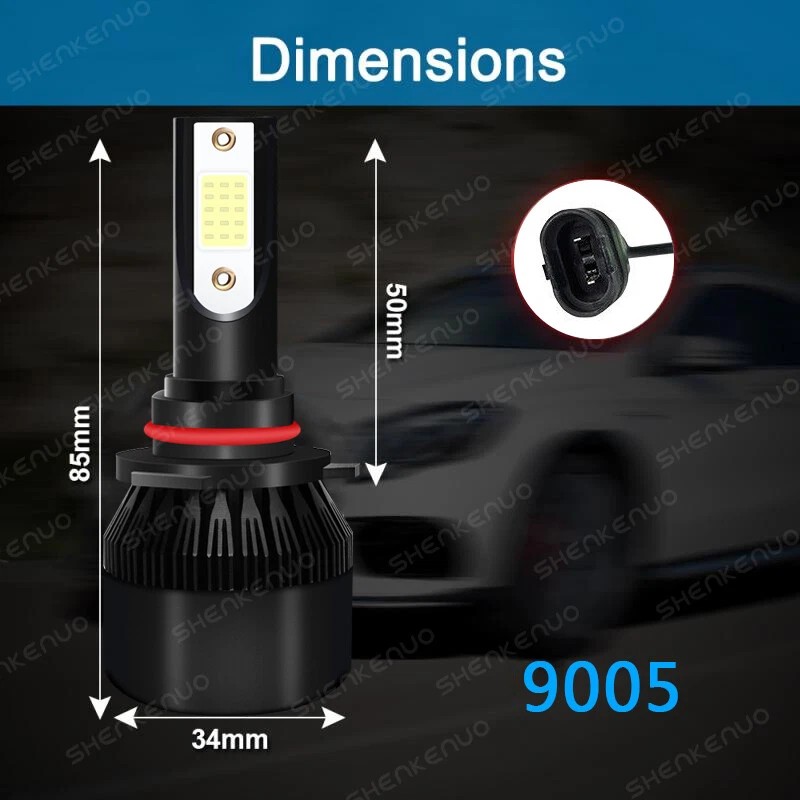 SHENKENUO 6x Ice Blue LED Headlight Fog Light Bulbs For