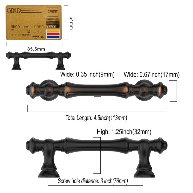 Amerdeco 10 Pack Oil Rubbed Bronze Cabinet Pulls 3 Inch(76mm)
