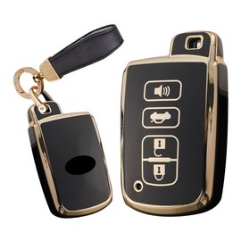 TECART Key Shell Fit for Toyota Avalon Corolla Soft TPU Key Fob Key Case Keychain Box Accessories Protector 4 Button Black