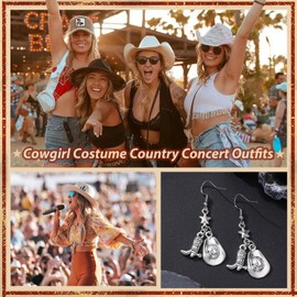 Silver Western Earrings for Women Turquoise Stone Dangle Jewelry Rodeo Accessories