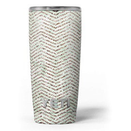 Design Skinz Brown and Green Glimmer Chevron - Skin Decal Vinyl Wrap Kit Compatible with The Yeti Rambler Cooler Tumbler Cups