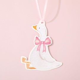 JarThenaAMCS 100Pcs Silly Goose Gift Tags Pink Bow Goose Paper Hanging Tag with Silk Rope Cute Label Tag for Wrap Accessories Party Favor Supplies