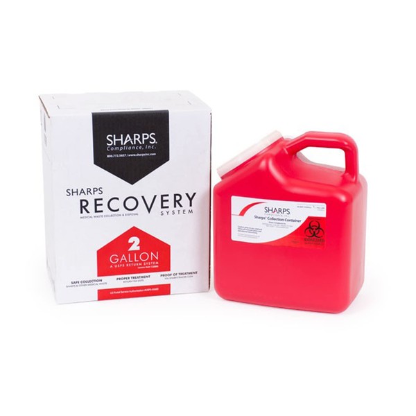 The Sharps Disposal By Mail System PRO-TEC Mailback Sharps Container, 1-Piece 2 Gallon Red Snap On Lid, 12000-012 - Each