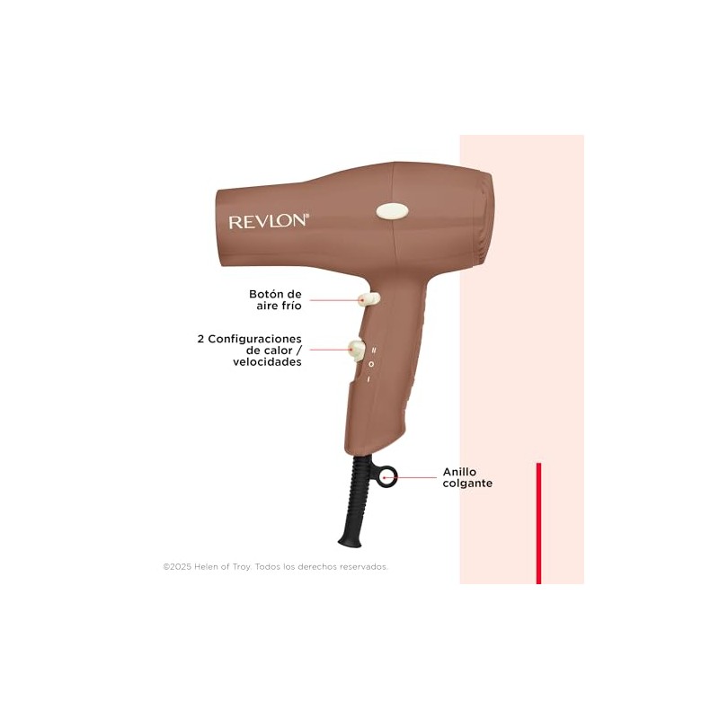 Revlon Secadora Ligera de 1875 W, Moka y Rosa