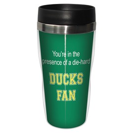 Tree-Free Greetings 16 oz Stainless Steel Lined Ducks College Football Fan Sip-n-Go Travel Tumbler, Multi-Colour