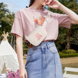 YOOLIFE Initial Crossbody Bag Belt Bag Fanny Pack for Girls - Monogrammed Fanny Pack Belt Bag Purse for Teen Girls Kids, Gifts for Girls Teen Daughter Sister, White K