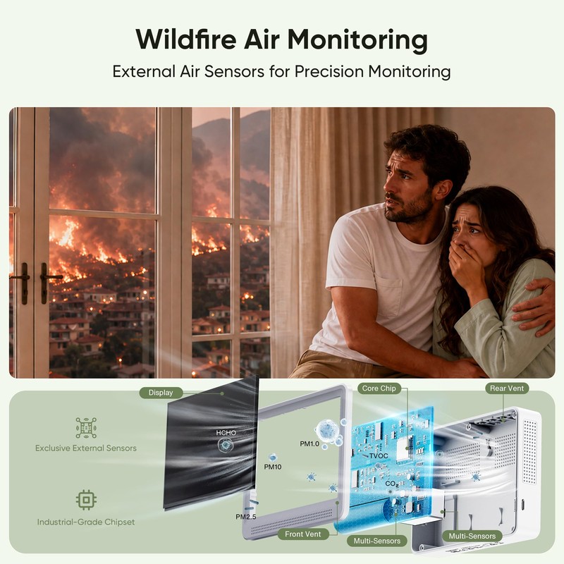 bonoch 16 in 1 Air Quality Monitor Indoor Real-Time Wildfire