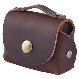 GORGECRAFT Leather Tiny Handbag Vintage Mini Full Grain Leather Coin Bag Purse with Snap Closure Handle Money Pouch for Coin Change Headphones Key Organizer Coconut Brown 3.15x2.17x1.38 inch, coconut