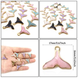 Honbay - 30 colgantes de aleación esmaltada de cola de pescado delicado, lindo, cola de ballena, cola de delfín, colgantes minúsculos, abalorios para llaveros, arete, pulseras, collares, fabricación