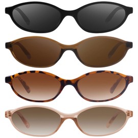 YMRFW Retro Oval Cat Eye Sunglasses for Women Y2k Designer Trendy Narrow Shades UV protection Sun Glasses