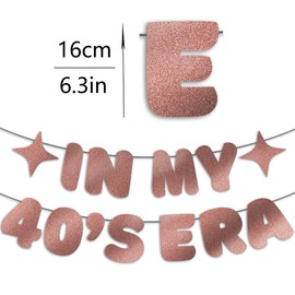 40th Birthday Decorations for Women, Happy 40th Birthday Decor Sign/Gifts for Her, in My 40's Era - Rose Gold Glitter