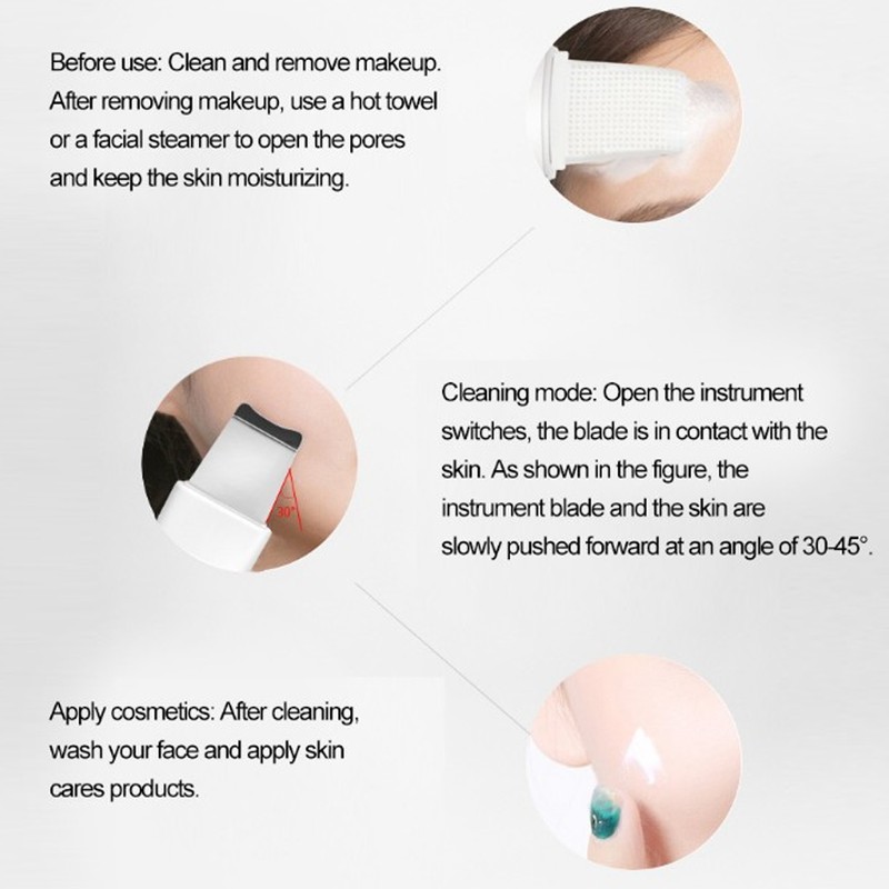 Household Ultrasonic Skin Scrubber Blackhead Removal Face Pore Cleanser InstrumentWhite
