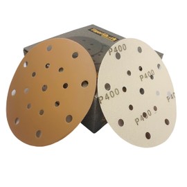 TigerShark 6 Inch 17 Hole Sanding Discs Grit 400 50pcs Pack Special Anti Clog Coating Paper Gold Line Hook and Loop Dustless Random Orbital Sander Paper Very Fine