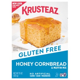 Krusteaz Gluten Free Baking Mix, Honey Cornbread & Muffin Mix, Gluten Free & Made with Real Honey, No Artificial Flavors, Colors or Preservatives, 15 OZ Box (Pack of 4)