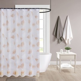 Hadi London Waterproof Shower Curtain with Hooks – 180x180cm | 16 Colors | Fabric & Plastic Variants | Durable, Quick-Dry & Mold-Resistant | Elegant Bathroom Decor (SPRING-LEAFBROWN)