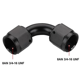 Podavelle 8AN Female to 8AN Female Flare 90 Degree Swivel Coupler Fitting Union Adapter Aluminum Black