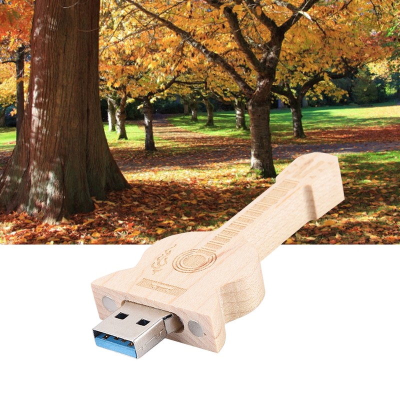 Wooden Guitar Shape Flash Drives Storage USB 2.0 U Disk