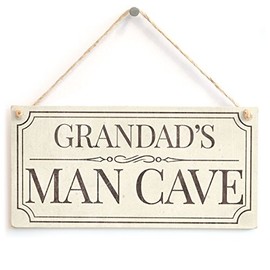 Grandad’s Man Cave - Fun Traditional Design Style Handmade Sign for Grandad’s Boys Room