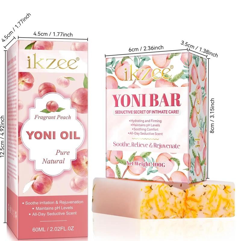Peach-Scented Intimate Care Set, 2 Pieces – Moisturizing Oil &
